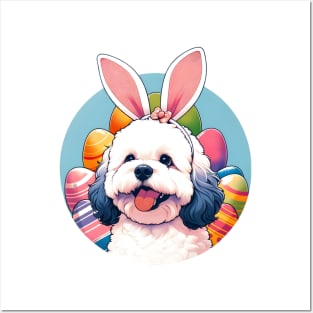 Bolognese Dog with Bunny Ears Celebrates Easter Joyfully Posters and Art